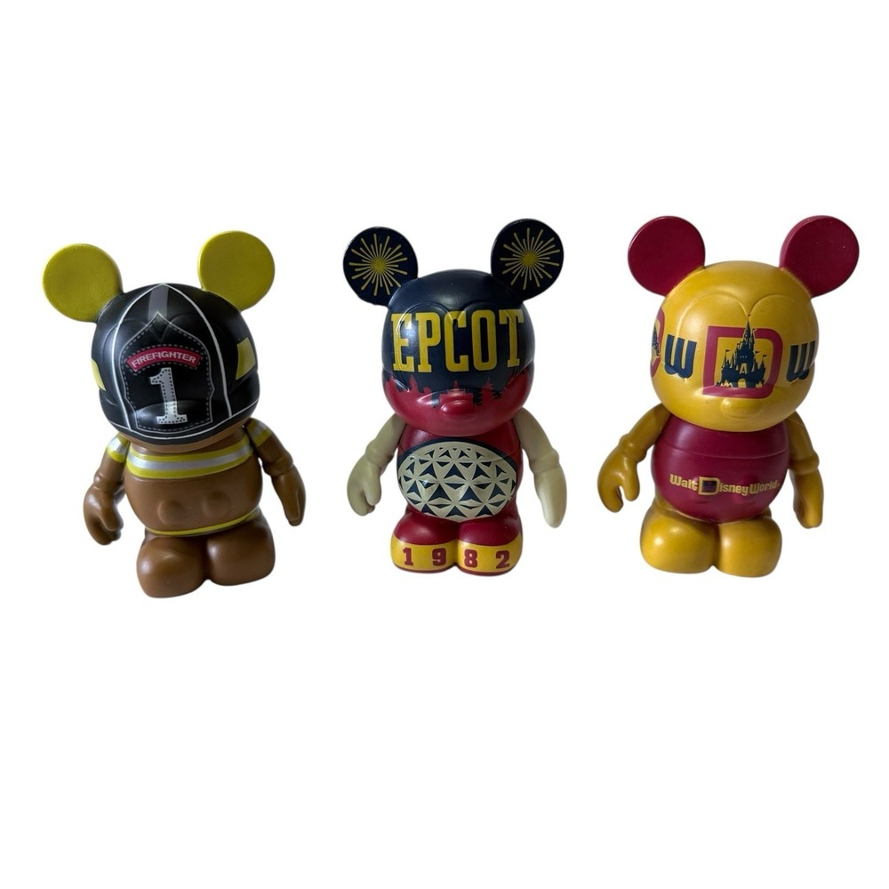 Lot Of Disney Vinylmation Figures 40th Epcot & Disney World + Firefighter